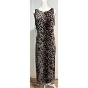 Vintage bebe 90s Y2K Sleeveless Animal Print Sheath Bodycon Maxi Dress Size M
